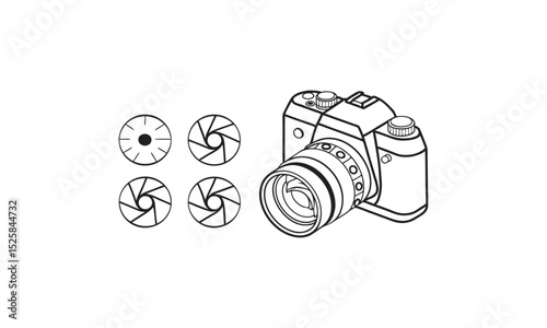 Modern digital camera vector illustration in flat style on white background.

