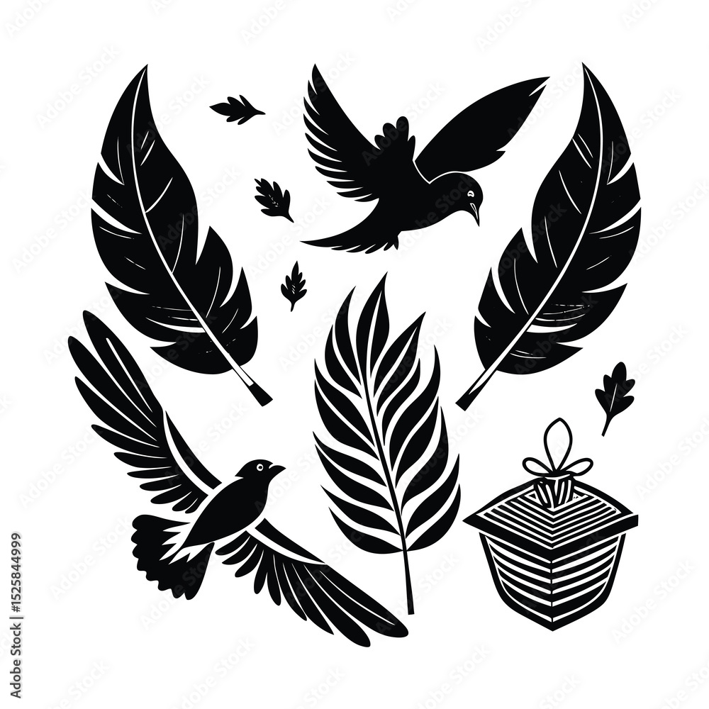 Fototapeta premium Feather birds svg
