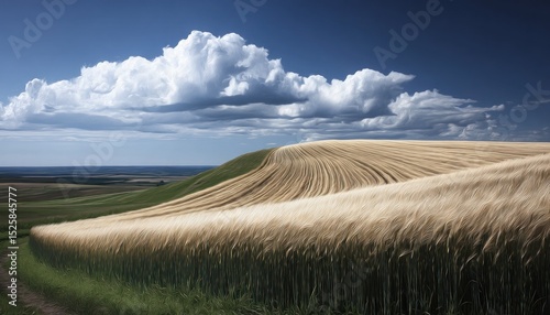 A field of golden wheat under a dramatic sky