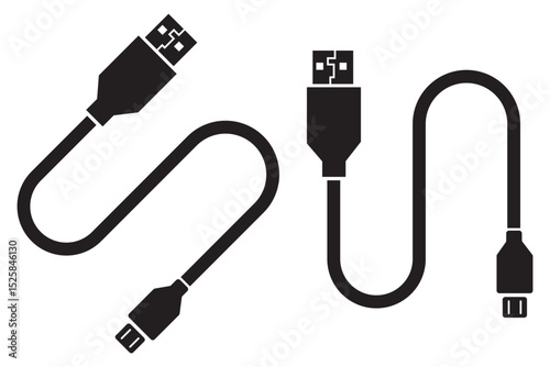 USB cable flat simple vector symbols illustration