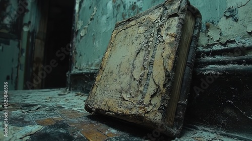 Forgotten Lore: A Decaying Book in an Abandoned Building