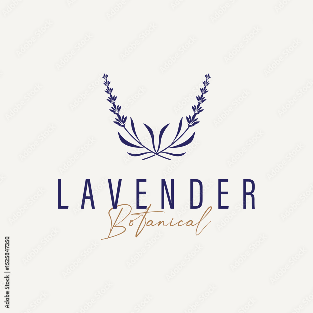 Obraz premium lavender flower design, lavender logo concept, aromatherapy plant for health and perfume, with modern simplicity as a symbol of a business product brand, also a poster or brand illustration template