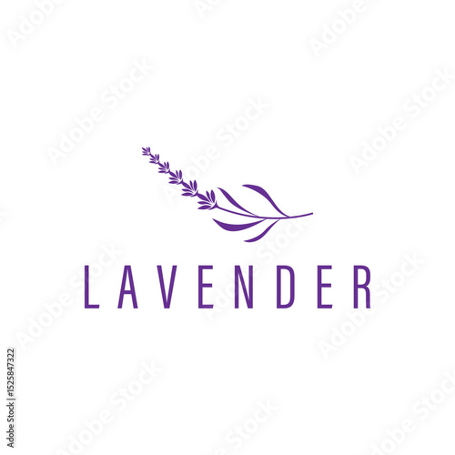 lavender flower design, lavender logo concept, aromatherapy plant for health and perfume, with modern simplicity as a symbol of a business product brand, also a poster or brand illustration template