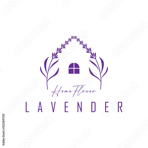 lavender flower design, lavender logo concept, aromatherapy plant for health and perfume, with modern simplicity as a symbol of a business product brand, also a poster or brand illustration template