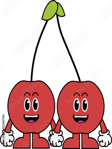 70s Retro Fruit Characters Element