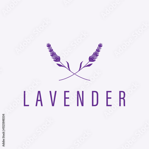 lavender flower design, lavender logo concept, aromatherapy plant for health and perfume, with modern simplicity as a symbol of a business product brand, also a poster or brand illustration template
