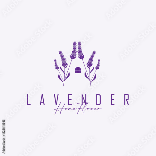 lavender flower design, lavender logo concept, aromatherapy plant for health and perfume, with modern simplicity as a symbol of a business product brand, also a poster or brand illustration template