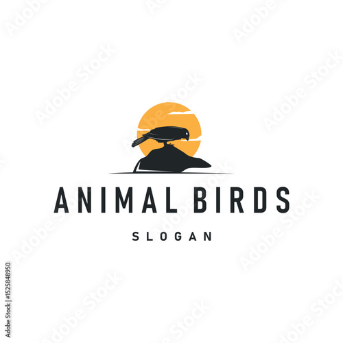 bird logo concept animal design flying freely in the sky hummingbird silhouette with a simple, cool, modern design illustration of a brand symbol template for a business product or poster template