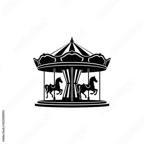 A silhouette of a carousel, white background.