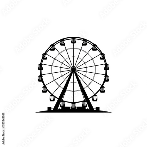 A silhouette of a Ferris wheel, white background.