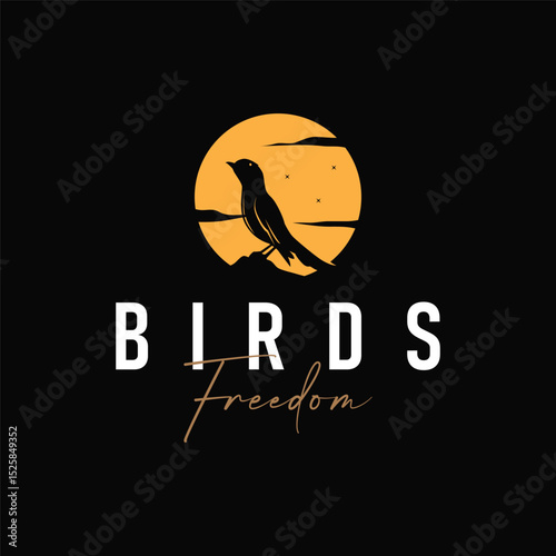 bird logo concept animal design flying freely in the sky hummingbird silhouette with a simple, cool, modern design illustration of a brand symbol template for a business product or poster template