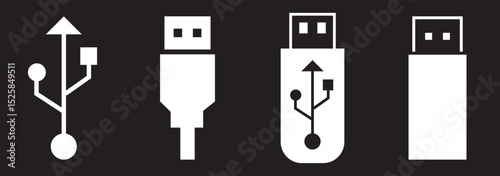 Usb icon set illustration. Flash disk sign and symbol. flash drive sign.