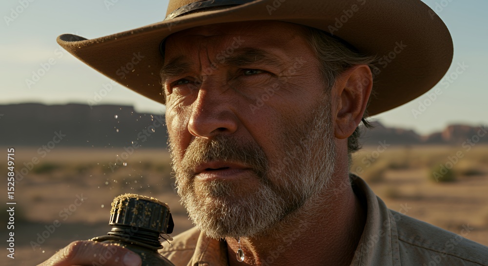 Fototapeta premium A weathered Cowboy in the Desert