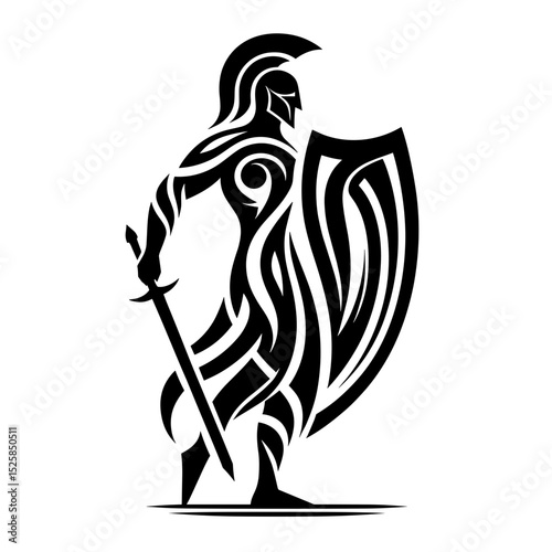 Greek warrior with sword and ornate shield vector