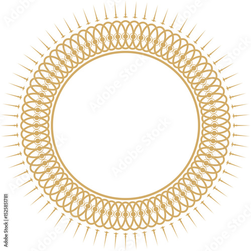 Vector illustration for decorative circular frame border design, gold color, used for frame decoration, photo frames, calligraphy, invitation cards