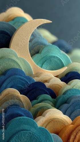 Three-dimensional Clouds and Crescent Art Styling