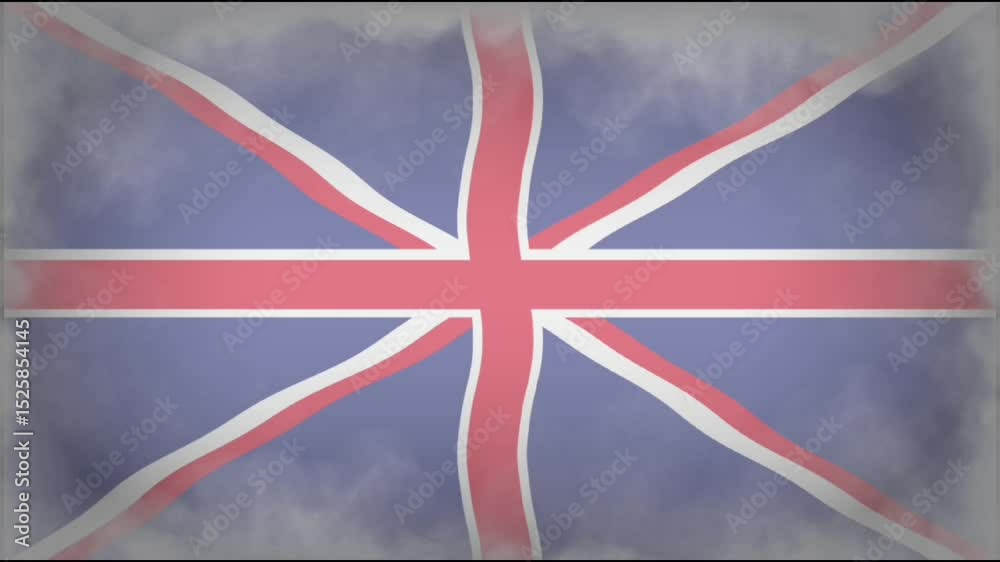 transparent united kingdom flag animation swaying with smoke frame. can add text or title for holidays or state events