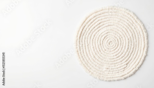 Cotton bath mat lying flat on white background in circular design
