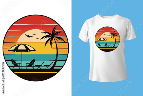 Santa ready to surfing vector art illustration