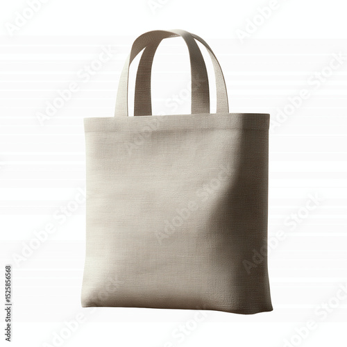 Beige Tote Bag Mockup on Bright Cyan Transparent background