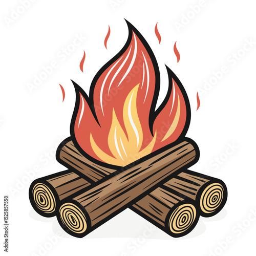 Flat vector icon of São João bonfire, transparent background