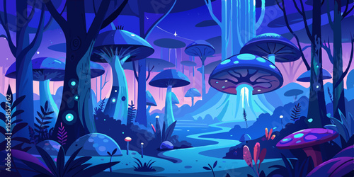 Enchanting glowing mushroom forest fantasy landscape