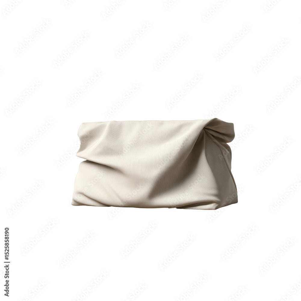 Fototapeta premium Draped Beige Fabric, Textured Cloth, Abstract Transparent background