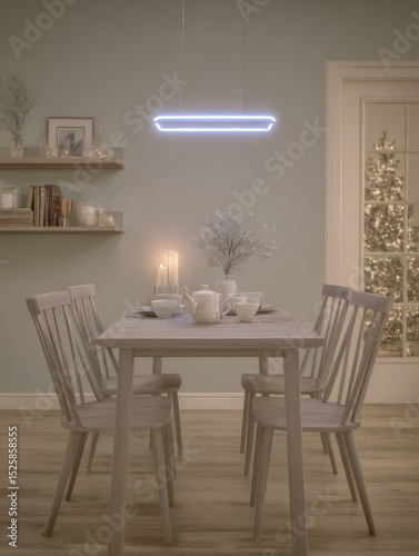 Pastel dining room scene
