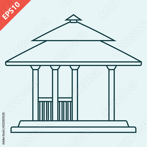 Hand drawn gazebo design vector icon flat isolated illustration