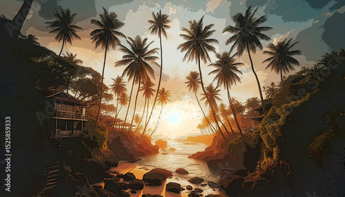 palm trees at sunset
