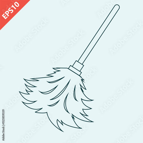 Hand drawn feather duster icon design vector flat isolated illustration