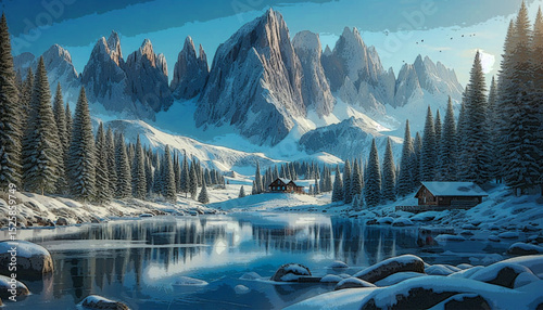 snow covered mountains