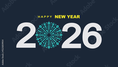 2026 Happy New Year design vector. colorful fireworks and trendy new year 2026 design template.