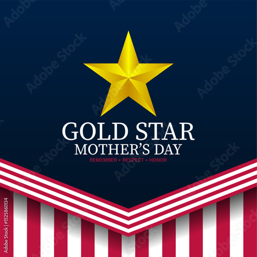 Gold star mothers day background vector illustration