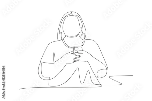 Plus size women concept one-line drawing