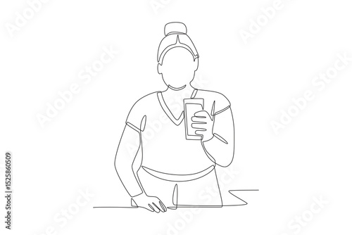 Plus size women concept one-line drawing