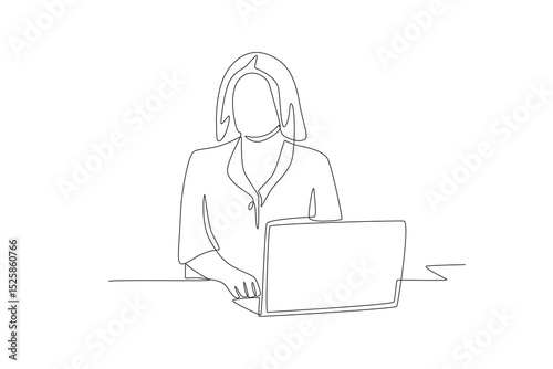 Plus size women concept one-line drawing