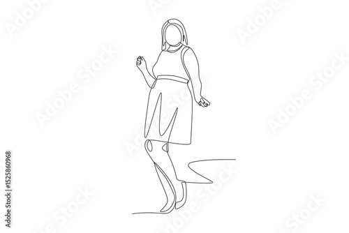 Plus size women concept one-line drawing