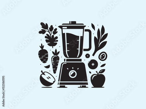 Healthy Juice Concept Blender Pitcher Silhouette