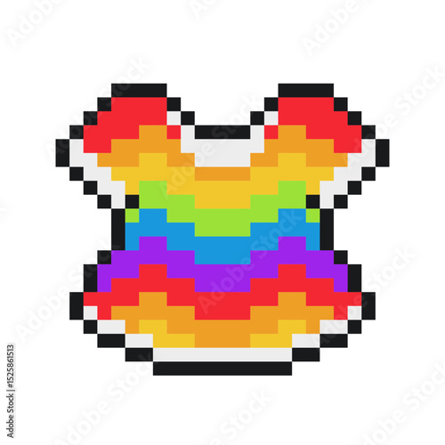 Pride Flag Rainbow Shirt, Pixel Art Icon, Isolated