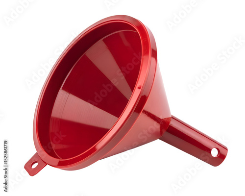 red plastic funnel with wide circular mouth photo