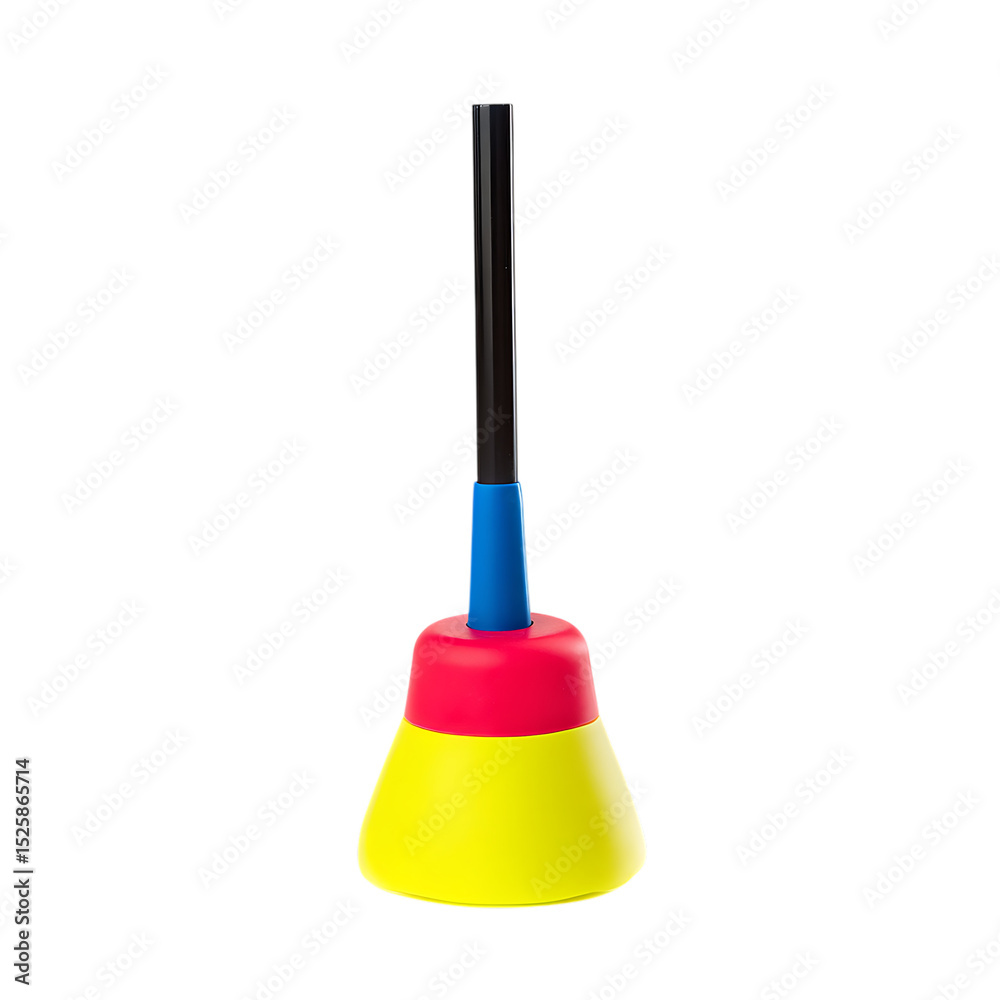 Fototapeta premium Colorful bell shaped object with black stick isolated on transparent background