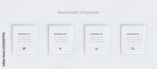Business Neumorphic Infographic Presentation with Gradient Color Rectangle Label 4 Option and Icon