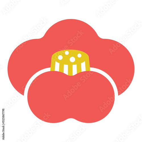 椿の花の和風アイコンイラスト