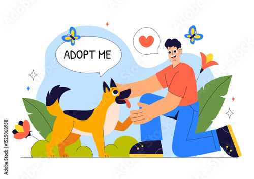 Animal Adoption Agency Vector Illustration Featuring Pet Adoption from a Shelter with Cats and Dogs in a Flat Style Cartoon Background