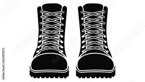 Military Combat Boots Silhouette Icon – Rugged Lace-Up Footwear Symbol of Strength and Durability