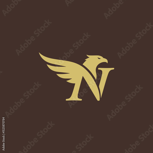 letter N eagle flight aviation company logo vector illustration template design