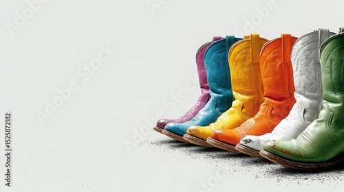 Colorful Cowboy Boots in a Row