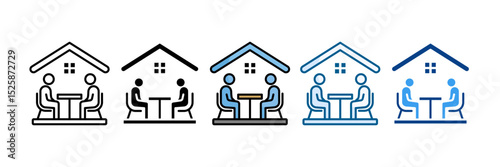 Community Center Icon Set Multiple Style Collection