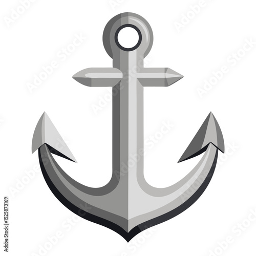 a classic ship anchor in gray and black colors.